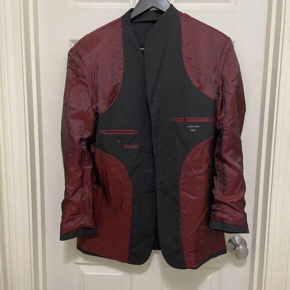 Haggar Enterprise 38R 3 Button Black Pinstripe 2 Pc Suit 32 X 32 Pleated Pants - Picture 12 of 16